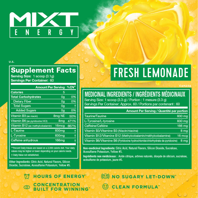 Fresh Lemonade - Canadian | MIXT Energy
